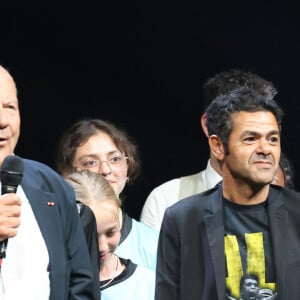 Exclusif - Marc Ladreit de Lacharrière (fondateur de la Fondation Culture & Diversité) et Jamel Debbouze (parrain du parrain du Trophée d'Impro Culture & Diversité) - Finale Nationale du Trophée d'Impro Culture et Diversité 2023 à l'Odéon Théâtre de l'Europe de Paris, France, le 20 juin 2023.© Coadic Guirec/Bestimage