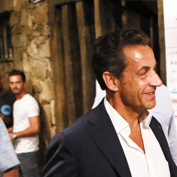 Nicolas Sarkozy et son epouse Carla Bruni sont venus assister a la representation de Julien Clerc dans le cadre du festival de Ramatuelle le 3 aout 2013.