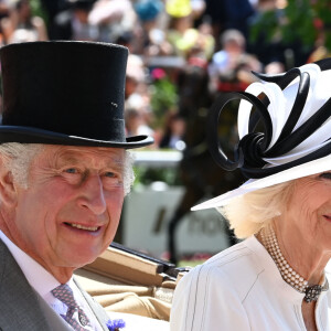 Charles III et Camilla Parker-Bowles - La procession royale du Royal Ascot du 23 juin comprenait notamment le roi Charles et la reie Camilla, ainsi que le prince et la princesse de Galles. 23 juin 2023.