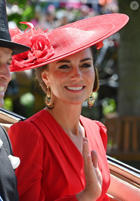 Kate Middleton - La procession royale du Royal Ascot du 23 juin comprenait notamment le roi Charles et la reie Camilla, ainsi que le prince et la princesse de Galles. 23 juin 2023.