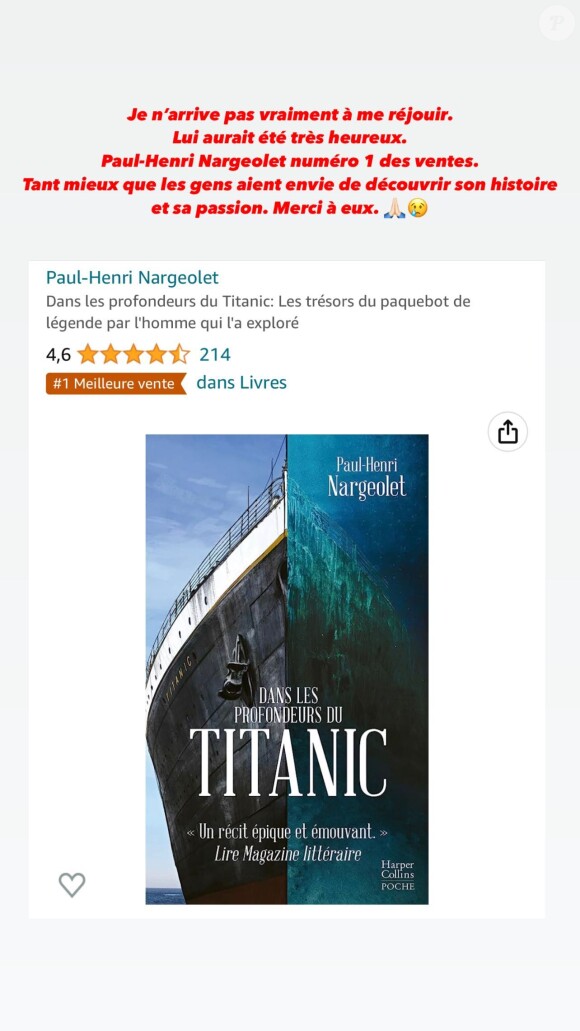 Les ventes du livre de Paul-Henri Nargeolet sur le Titanic ont atteint des sommets depuis sa mort.