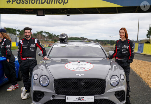 Exclusif - Maëva Coucke (pour l'association Les bonnes fées) et son co-pilote Jean-Baptiste Dessort lors de la 4ème édition du challenge automobile caritatif "Talon Piste" sur le circuit Bugatti au Mans le 19 mars 2023. © Anne-Sophie Guebey / Bestimage 