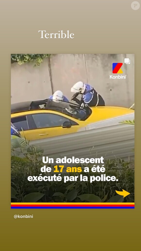 "Terrible", écrit-elle simplement sur une photo montrant le policier tirer sur le jeune homme de 17 ans