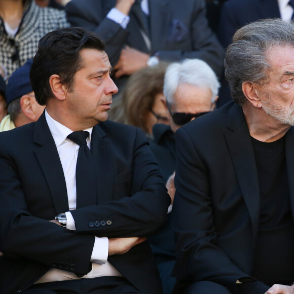 Laurent Gerra, Eddy Mitchell et sa femme Muriel - Hommage national à Charles Aznavour à l'Hôtel des Invalides à Paris le 5 octobre 2018. © Hamilton / Pool / Bestimage