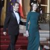 Nicolas Sarkozy et Carlita reçoivent Dmitri Medvedev et son époux à l'Elysée. 02/03/2010