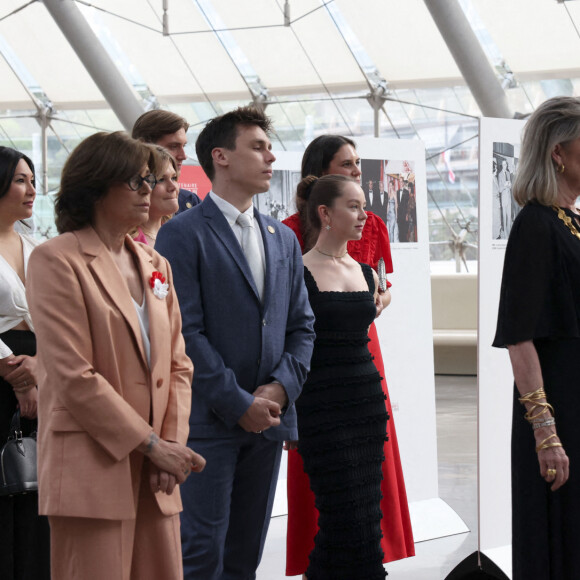 Camille Gottlieb, Louis Ducruet et sa femme Marie, la princesse Stéphanie de Monaco, le prince Albert II de Monaco, la princesse Caroline de Hanovre, Andrea Casiraghi et sa femme Tatiana Casiraghi (Tatiana Santa Domingo), la princesse Alexandra de Hanovre et son compagnon Ben-Sylvester Strautman - Arrivée de la famille Princière de Monaco avant la projection du film documentaire "Rainier III par lui-même" au Grimaldi Forum à Monaco le 4 juillet 2023. Le film réalisé par Yann-Antony Noghès revient sur les moments forts de 56 ans de règne, en utilisant des enregistrements de la voix de l'ancien souverain, pour en faire le narrateur de sa vie. © Claudia Albuquerque/Bestimage 