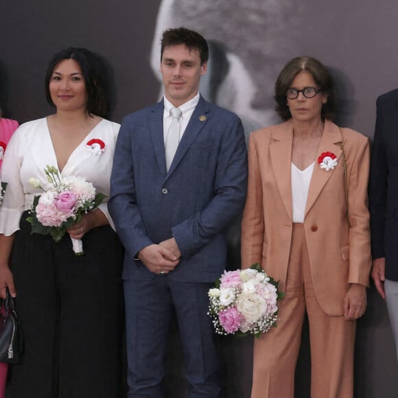 Camille Gottlieb, Louis Ducruet et sa femme Marie, la princesse Stéphanie de Monaco, le prince Albert II de Monaco - Arrivée de la famille Princière de Monaco avant la projection du film documentaire "Rainier III par lui-même" au Grimaldi Forum à Monaco le 4 juillet 2023. Le film réalisé par Yann-Antony Noghès revient sur les moments forts de 56 ans de règne, en utilisant des enregistrements de la voix de l'ancien souverain, pour en faire le narrateur de sa vie. © Claudia Albuquerque/Bestimage 