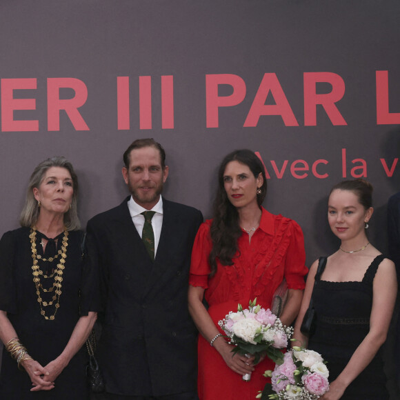 La princesse Caroline de Hanovre, Andrea Casiraghi et sa femme Tatiana Casiraghi (Tatiana Santa Domingo), la princesse Alexandra de Hanovre - Arrivée de la famille Princière de Monaco avant la projection du film documentaire "Rainier III par lui-même" au Grimaldi Forum à Monaco le 4 juillet 2023. Le film réalisé par Yann-Antony Noghès revient sur les moments forts de 56 ans de règne, en utilisant des enregistrements de la voix de l'ancien souverain, pour en faire le narrateur de sa vie. © Claudia Albuquerque/Bestimage 