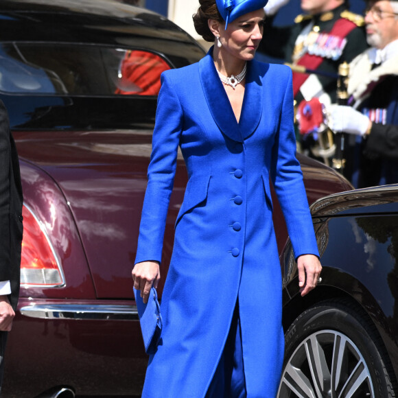 Kate Middleton, la princesse de Galles et duchesse de Rothesay en Ecosse, quitte le palais d'Holyrood à Edimbourg pour la suite du deuxième couronnement de Charles III. 5 juillet 2023 @ John Linton/PA Wire