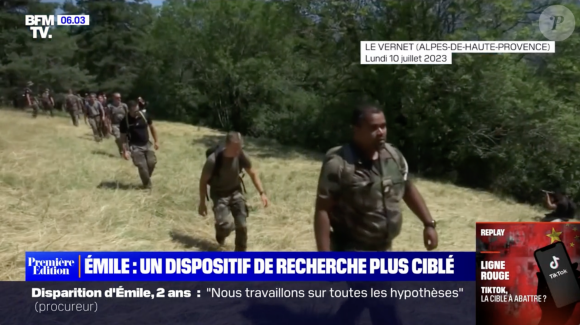 Capture d'écran de BFMTV des reportages de BFMTV sur la disparition d'Emile, petit garçon de 2 ans et demi qui a disparu dans le Vernet dans les Alpes-de-Haute-Provence.