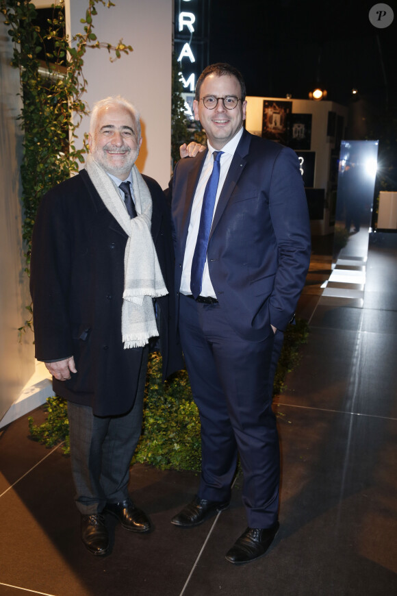 Guy Savoy et Aurélien Rousseau (Président-Directeur-Général de la Monnaie de Paris) - Inauguration de l'exposition Boucheron "Vendorama" à l'hôtel de la Monnaie à Paris le 11 janvier 2018. © Olivier Borde/Bestimage 