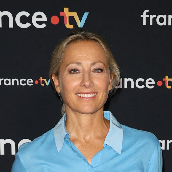 Anne-Sophie Lapix au photocall pour la conférence de presse de rentrée de France TV à la Grande Halle de la Villette à Paris, France, le 11 juillet 2023. © Coadic Guirec/Bestimage