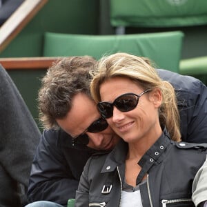 Anne-Sophie Lapix et son mari Arthur Sadoun - Jour 8 - People aux Internationaux de France de tennis de Roland Garros a Paris le 2 juin 2013.