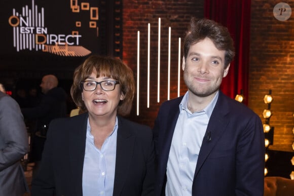 Exclusif - Nathalie Saint-Cricq et son fils Benjamin Duhamel - Enregistrement de l'émission "On Est En Direct (OEED)", présentée par L.Ruquier et L.Salamé, et diffusée en direct le 2 avril sur France 2 © Jack Tribeca / Bestimage