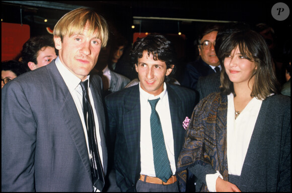 Gérard Depardieu, Richard Anconina et Sophie Marceau pour la première du film Police à Paris en 1985