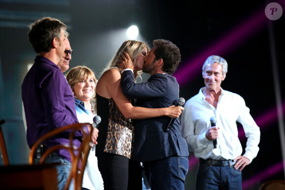 Frédéric Diefenthal, Michèle Bernier, Erwan Mirabeau, Alexandre Le Provost, François Levantal, Philippe Goldberg et Stéphanie Seguin - Surprises - Enregistrement de l'émission "La Chanson secrète 8" à la Seine musicale à Paris, diffusée le 4 septembre sur TF1 © Gaffiot-Moreau / Bestimage 