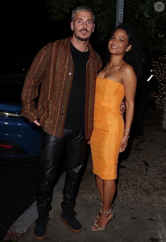 Christina Milian et son mari M. Pokora (Matt Pokora) à la sortie du restaurant Catch Steak House à West Hollywood, Los Angeles, Californie, Etats-Unis, le 6 janvier 2023.