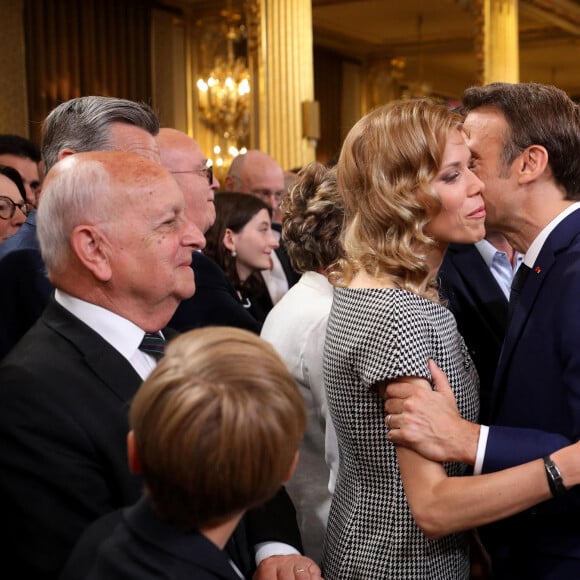 Tiphaine Auzière, Emmanuel Macron - Cérémonie d'investiture du président de la République, Emmanuel Macron au Palais de l'Elysée à Paris le 7 Mai 2022, suite à sa réélection le 24 avril dernier. © Dominique Jacovides/Bestimage