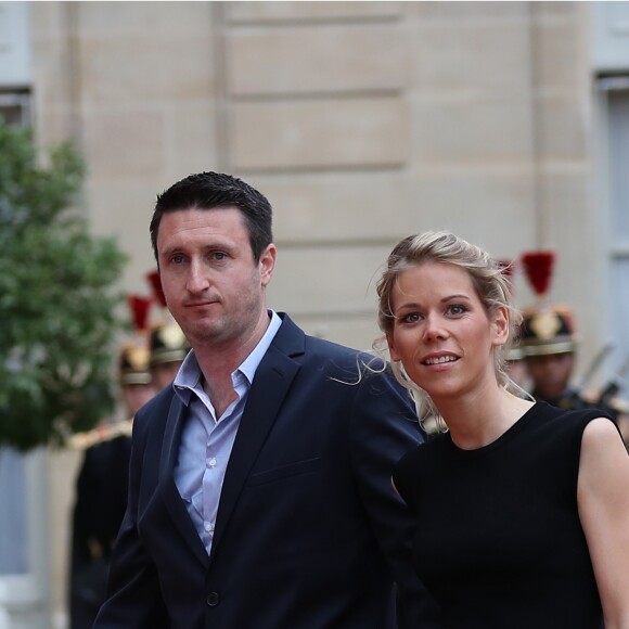 Tiphaine Auzière et son compagnon Antoine - Arrivées au palais de l'Elysée à Paris pour la cérémonie d'investiture d'Emmanuel Macron, nouveau président de la République, le 14 mai 2017. © Cyril Moreau / Bestimage