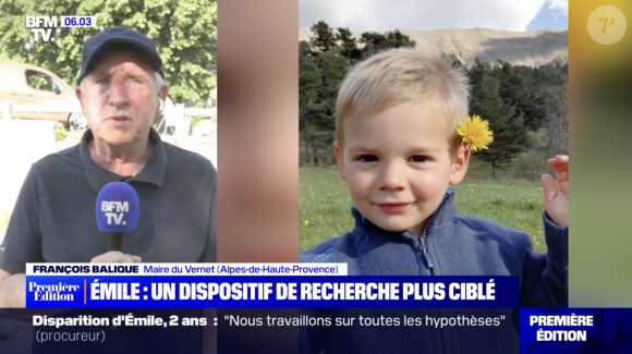 Le petit Emile, 2 ans et demi, en vacances dans le hameau du Venet (Alpes-de-Haute-Provence) a disparu depuis trois semaines.
Capture d'écran de BFM TV.