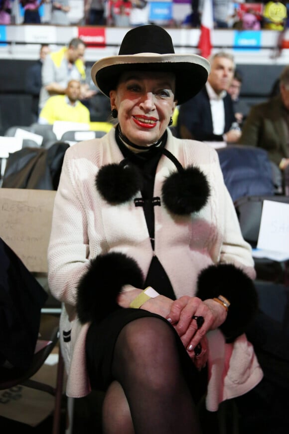 Geneviève de Fontenay - au meeting de Emmanuel Macron (candidat de ''En marche !'' pour l'élection présidentielle 2017) au Palais des Sports de Lyon le 4 février 2017. © Dominique Jacovides - Sébastien Valiela / Bestimage 