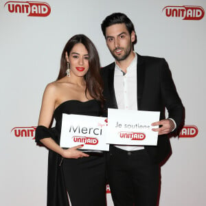 Sofia Essaidi et son compagnon Adrien Galo - Dîner "Unitaid" au conseil économique social et environnemental à Paris. Le 1er avril 2014 