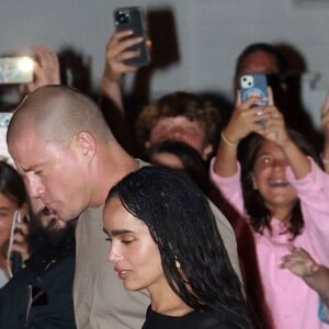 Exclusif - Channing Tatum et Zoe Kravitz main dans la main au dîner de la répétition du Mariage de Margaret Qualley (fille d'A. MacDowell) et Jack Antanoff à Beach Haven, États Unis le 18 Août 2023. 