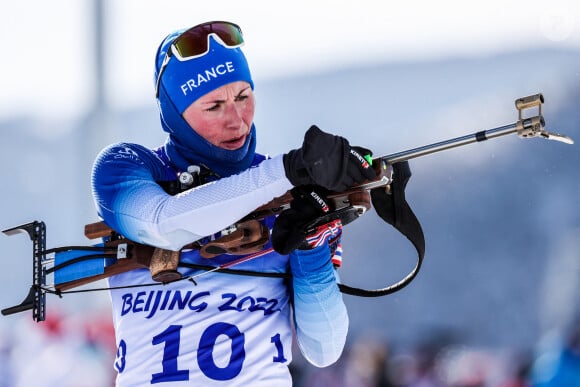 Justine Braisaz-Bouchet (médaille d'or olympique biathlon mass start) - Biathlon femmes 12,5 kms Mass Start lors des jeux olympiques d'hiver Pékin 2022 le 18 février 2022.