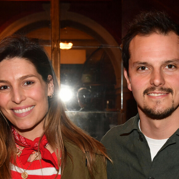 Exclusif - Juan Arbelaez et sa femme Laury Thilleman (Miss France 2011) - Générale du chanteur Amir Haddad, seul-en-scène dans la pièce "Sélectionné" mise en scène par S. Suissa au théâtre Edouard VII à Paris le 28 mars 2022. © Veeren/Bestimage