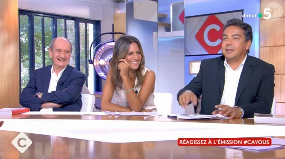 Pierre Lescure, Aurélie Casse et Patrick Cohen sur le plateau de "C à vous";