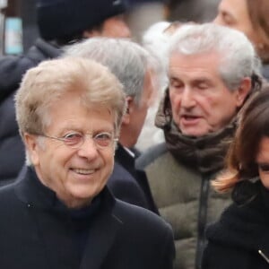 Francis Vandenhende et sa femme Denise Fabre - Arrivées aux obsèques de Michou en l'église Saint-Jean de Montmartre à Paris, le 31 janvier 2020.