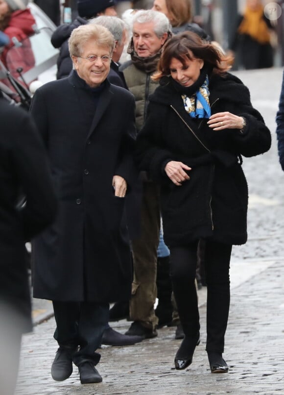 Francis Vandenhende et sa femme Denise Fabre - Arrivées aux obsèques de Michou en l'église Saint-Jean de Montmartre à Paris, le 31 janvier 2020.