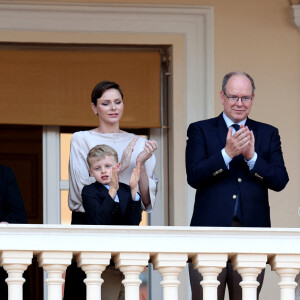 Le prince Albert II de Monaco, la princesse Charlene et leurs enfants, le prince héréditaire Jacques et la princesse Gabriella durant la célébration de la traditionnelle fête de la Saint Jean à Monaco le 23 juin 2023. © Claudia Albuquerque / Bestimage