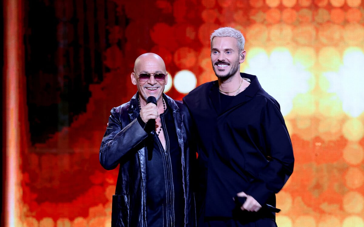 Photo : Florent Pagny et M. Pokora (Matt Pokora) - Enregistrement de  l'émission "Avec Florent, tout le monde ELA" à La Seine Musicale à Paris. ©  Cyril Moreau-Dominique Jacovides / Bestimage - Purepeople