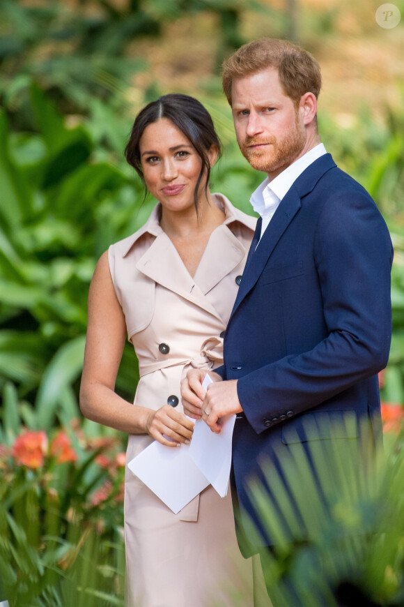 Le prince Harry, duc de Sussex, et Meghan Markle, duchesse de Sussex, se rendent à la réception des industries créatives et des entreprises à Johannesburg, le 2 octobre 2019. Sur place, le couple princier rencontre des représentants des milieux d'affaires britanniques et sud-africains dont des jeunes entrepreneurs locaux. 