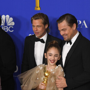 Brad Pitt, Julia Butters et Leonardo DiCaprio - Pressroom de la 77ème cérémonie annuelle des Golden Globe Awards au Beverly Hilton Hotel à Los Angeles, le 5 janvier 2020. © Kevin Sullivan via ZUMA Wire/Bestimage