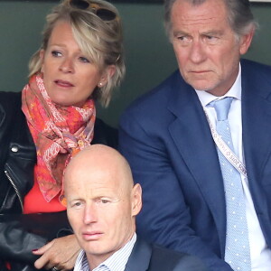 Sophie Davant et William Leymergie - People dans les tribunes des Internationaux de France de tennis de Roland Garros à Paris. Le 26 mai 2015 