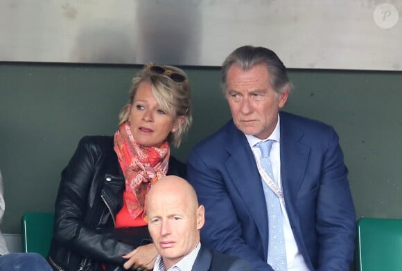 Sophie Davant et William Leymergie - People dans les tribunes des Internationaux de France de tennis de Roland Garros à Paris. Le 26 mai 2015 