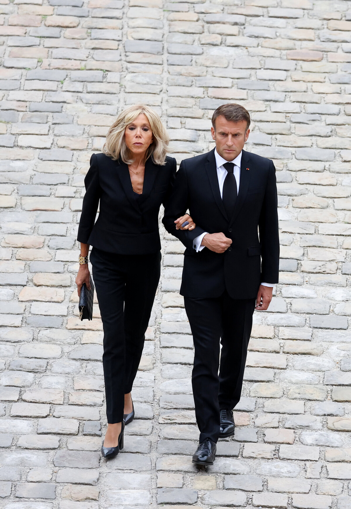Photo : Le président de la République française, Emmanuel Macron et sa ...