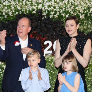 Le prince Albert II de Monaco, la princesse Charlene, Le prince Jacques de Monaco, marquis des Baux, La princesse Gabriella de Monaco, comtesse de Carladès - "Le rocher en fête" la principauté de Monaco fête le centenaire du prince Rainier III à Monaco, le 31 mai 2023.  © Claudia Albuquerque / Bestimage 