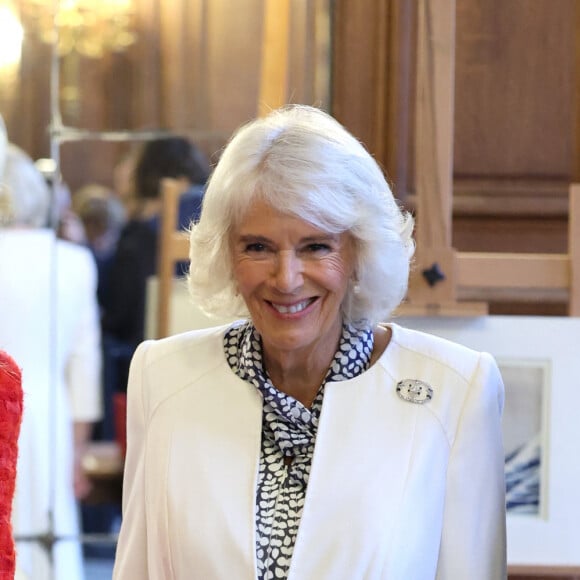 Brigitte Macron et Camilla Parker Bowles, reine consort d'Angleterre, arrivent à la BNF pour le lancement d'un prix littéraire franco-britannique le 21 septembre 2023. 