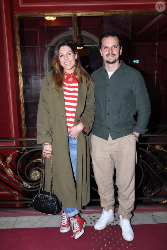 Exclusif - Laury Thilleman (Miss France 2011) et son mari Juan Arbelaez - Générale du chanteur Amir Haddad, seul-en-scène dans la pièce "Sélectionné" mise en scène par S. Suissa au théâtre Edouard VII à Paris le 28 mars 2022. © Rachid Bellak/Bestimage Sélectionné, texte de M. Elya, raconte l'incroyable histoire du nageur Alfred Nakache, dont une piscine parisienne porte le nom dans le XXème arrondissement. Cet athlète a été plusieurs fois champion de France avant et après sa déportation à Auschwitz car de confession juive. © Rachid Bellak /Bestimage 