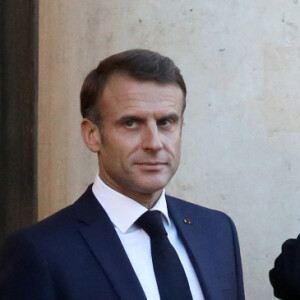 Le roi Charles III d'Angleterre, le président Emmanuel Macron - Le président de la République et sa femme ont reçu le roi et la reine consort au palais de l'Elysée à Paris le 21 septembre 2023. © Stéphane Lemouton / Bestimage