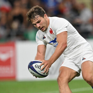 Antoine Dupont (france) - Rugby : France vs Ecosse (30-27) - Match préparatif pour la coupe du monde 2023 à Saint-Étienne le 12 août 2023. © Frédéric Chambert / Panoramic / Bestimage 