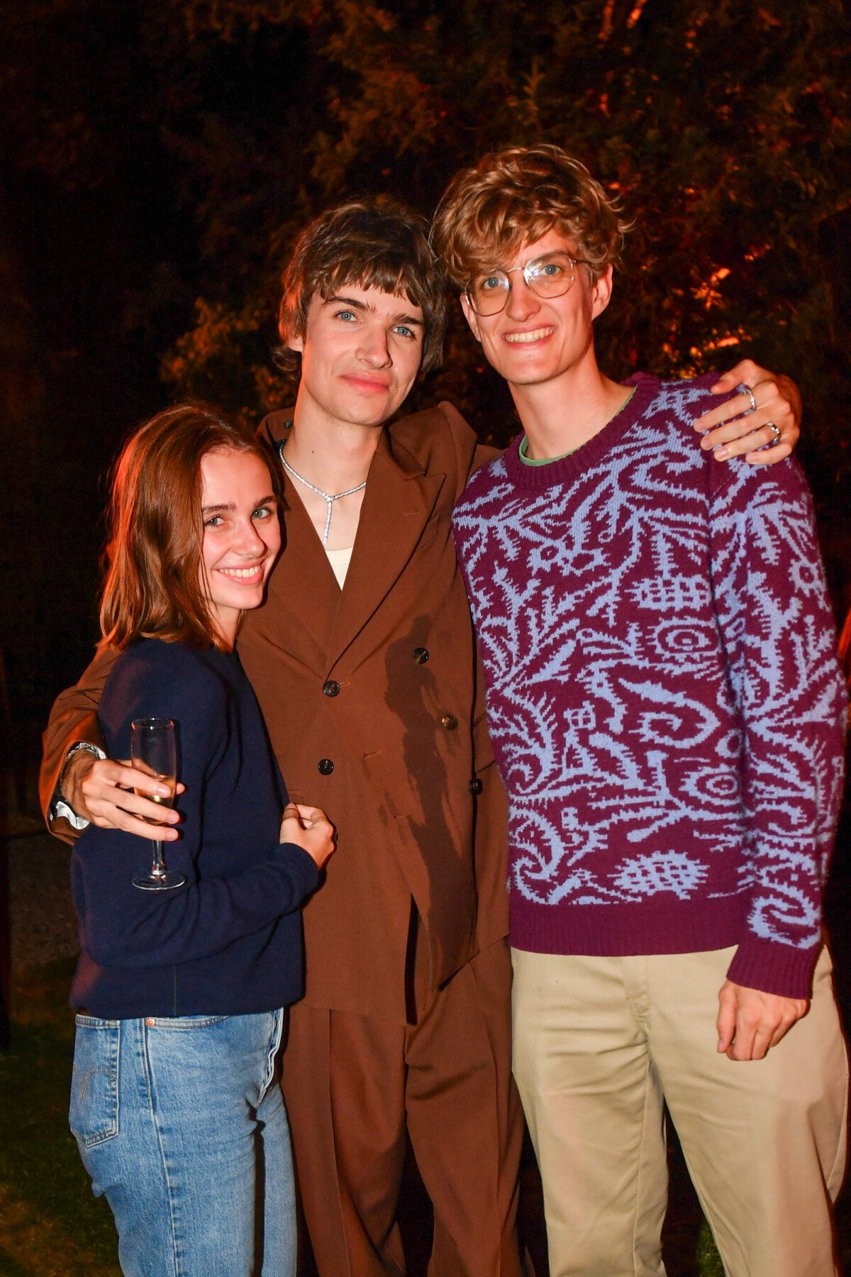 Photo : Le chanteur belge Pierre de Maere avec son frère Xavier et sa soeur  Eloise - Soirée du 75ème anniversaire de la collection Bulgari Serpenti au  musée Nissim de Camondo à