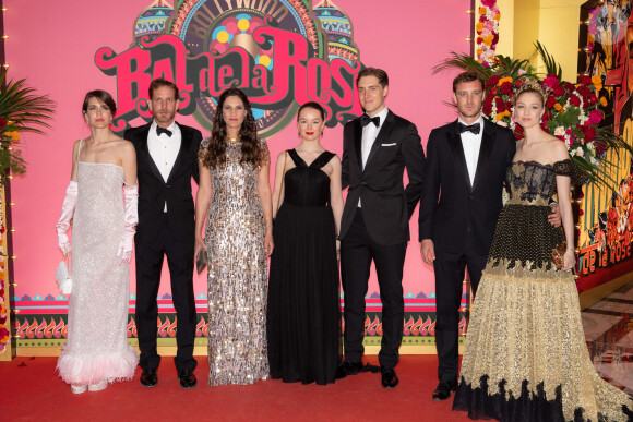 Charlotte Casiraghi, Andrea Casiraghi, Tatiana Santo Domingo, La Princesse Alexandra de Hanovre et son compagnon Ben Sylvester Strautmann, Pierre Casiraghi et Beatrice Borromeo - Arrivée de la famille princière au Bal de la Rose 2023 sur le thème "Bollywood" à la salle des étoiles à Monaco le 25 mars 2023. © Olivier Huitel / Pool / Bestimage 