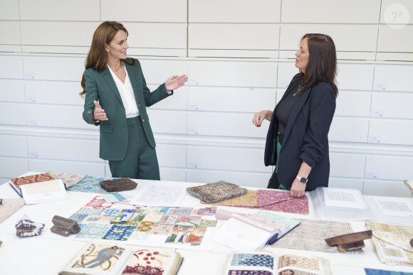 Catherine (Kate) Middleton, princesse de Galles, visite l'imprimerie Standfast & Barracks à Lancaster, le 26 septembre 2023. L'entreprise est réputée pour son impressionnant héritage en matière de design et de créativité textile, qui remonte à 1924 et fait désormais partie du Sanderson Design Group. 
