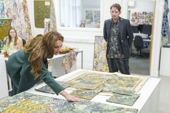 Catherine (Kate) Middleton, princesse de Galles, visite l'imprimerie Standfast & Barracks à Lancaster, le 26 septembre 2023. L'entreprise est réputée pour son impressionnant héritage en matière de design et de créativité textile, qui remonte à 1924 et fait désormais partie du Sanderson Design Group. 