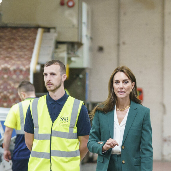 Catherine (Kate) Middleton, princesse de Galles, visite l'imprimerie Standfast & Barracks à Lancaster, le 26 septembre 2023. L'entreprise est réputée pour son impressionnant héritage en matière de design et de créativité textile, qui remonte à 1924 et fait désormais partie du Sanderson Design Group. 
