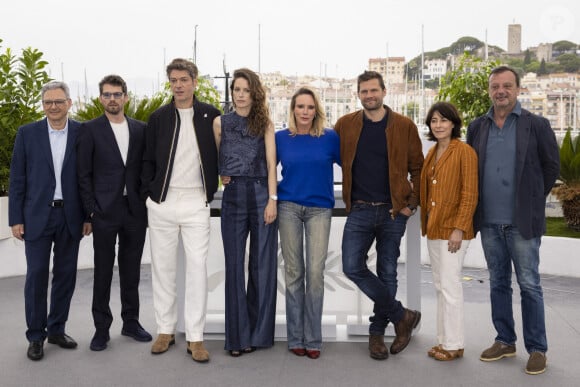 Le distributeur Victor Hadida, Pierre Deladonchamps, Samuel Jouy, Stephane Caillard, la réalisatrice Geraldine Danon, Alexis Michalik, Marilyne Canto et le producteur Manuel Munz au photocall de "Flo" lors du 76ème Festival International du Film de Cannes, le 20 mai 2023. © Jacovides / Moreau / Bestimage 